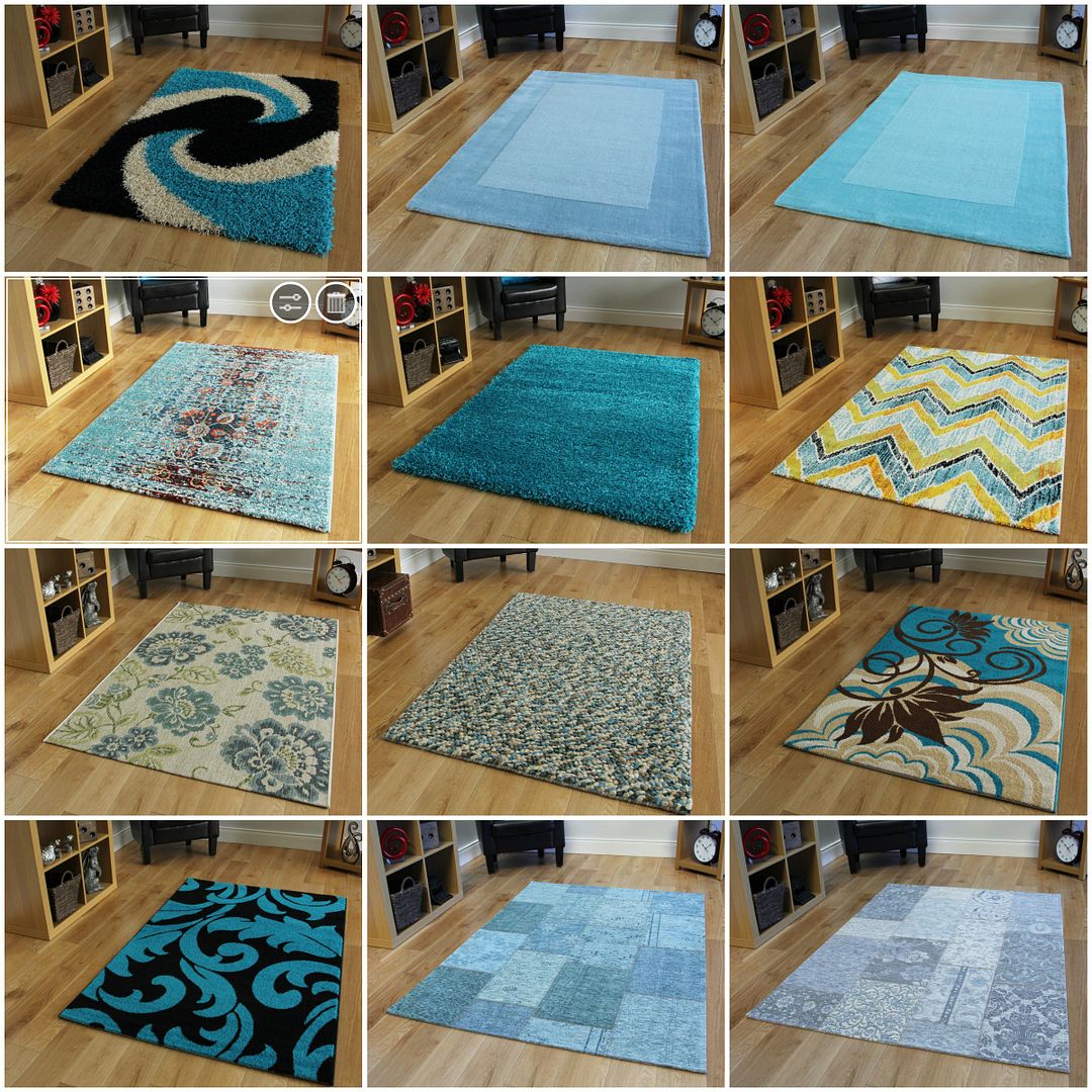 Teal Turquoise Blue Modern Rugs Small Large Rug Soft Thick Thin Mats